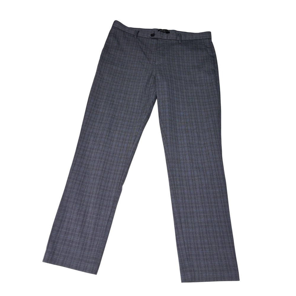 Banana Republic Mens Slim Tapered Fit Gray Blue‎ Glen Plaid Pants 34x30
